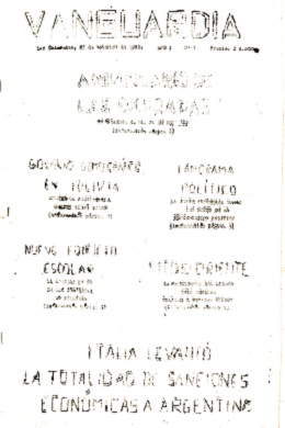 Vanguardia N° 1 – tapa