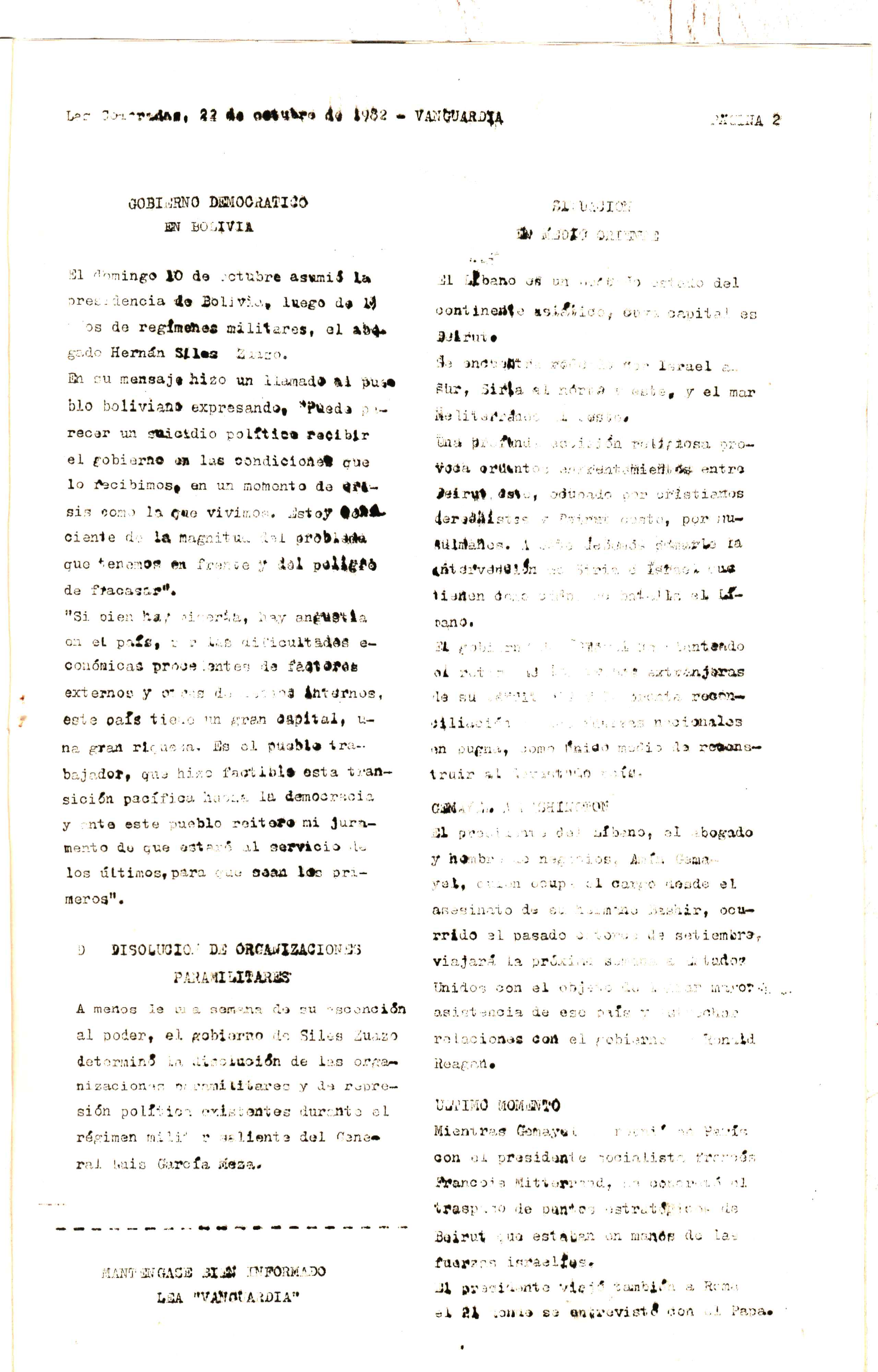 Vanguardia N° 1 – página 2