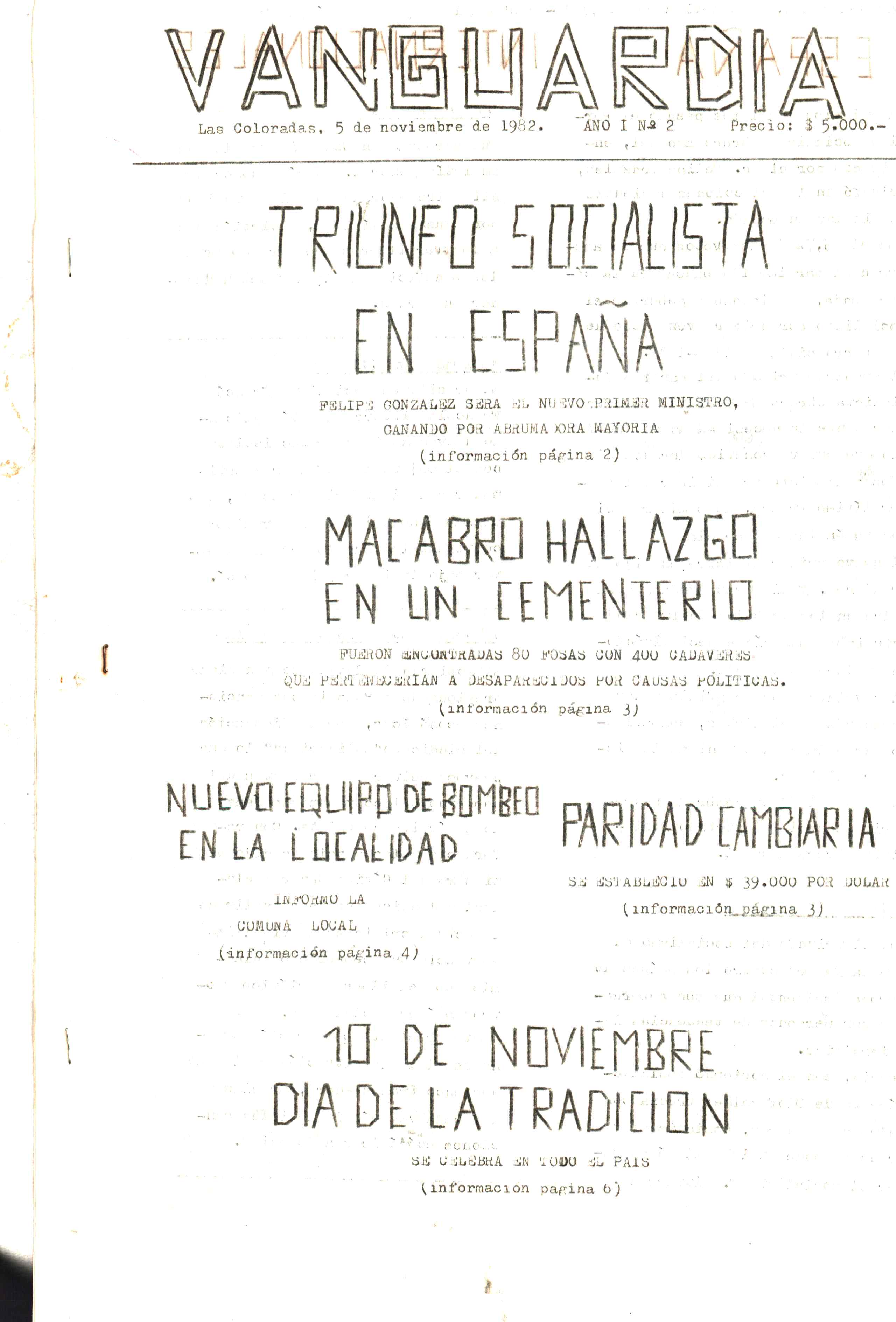 Vanguardia N° 2 – página 1