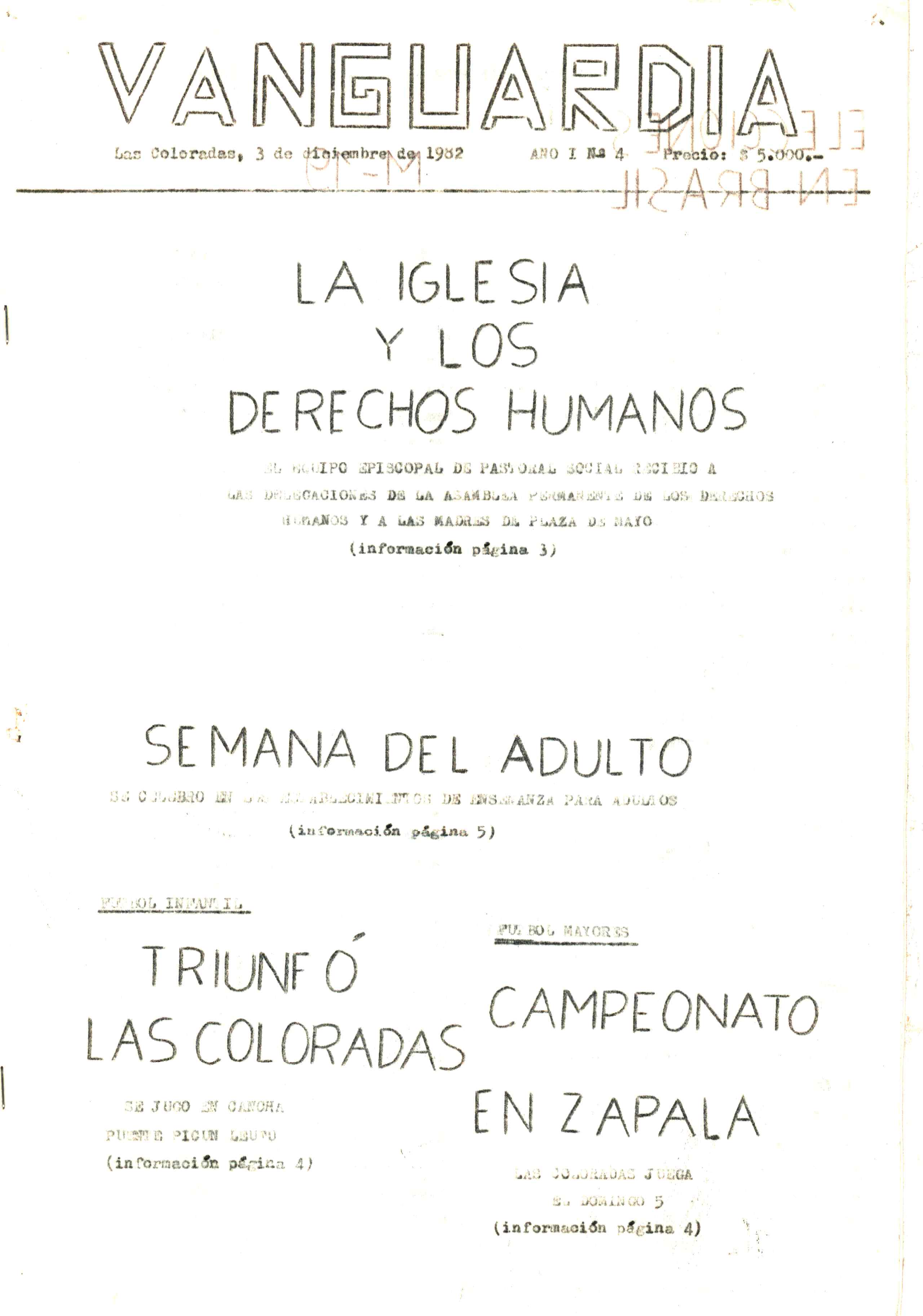 Vanguardia N° 4 – página 1