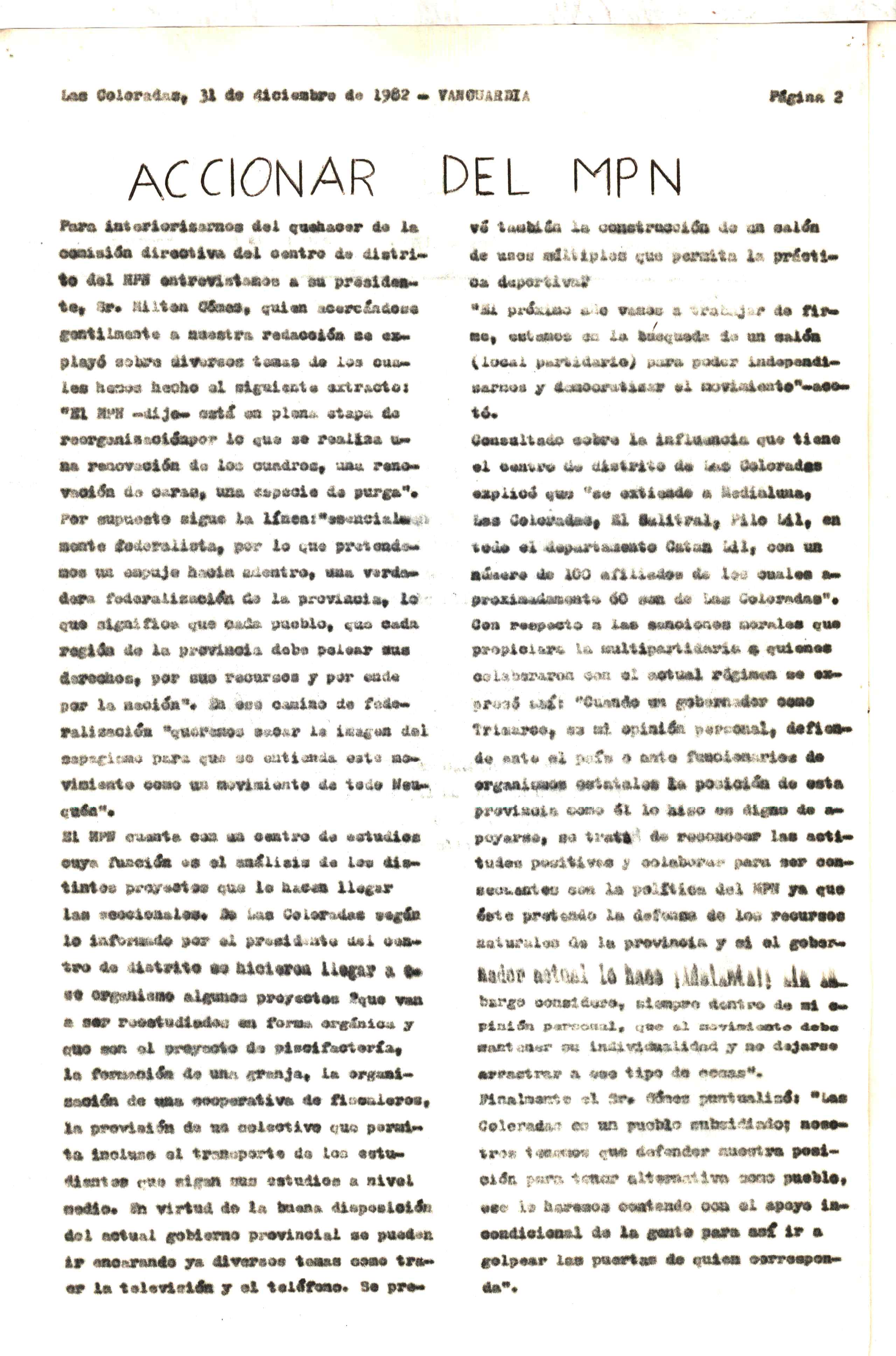 Vanguardia N° 6 – página 2