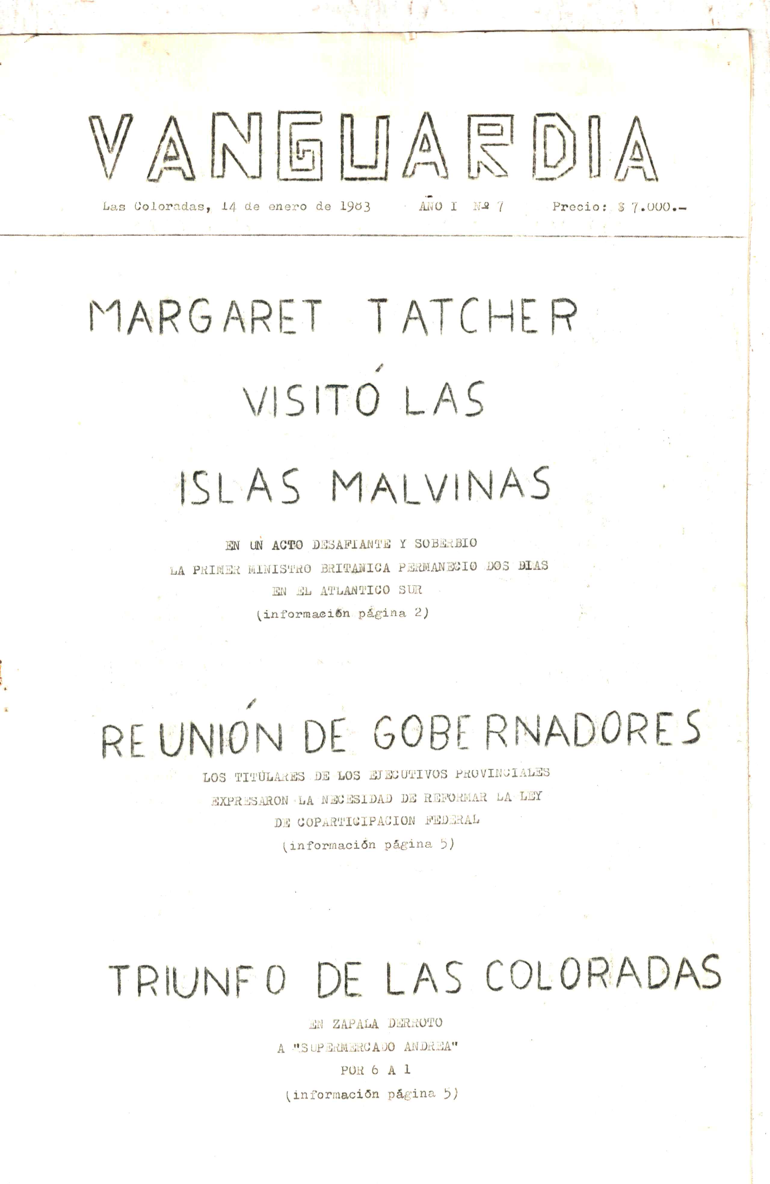 Vanguardia N° 7 – página 1