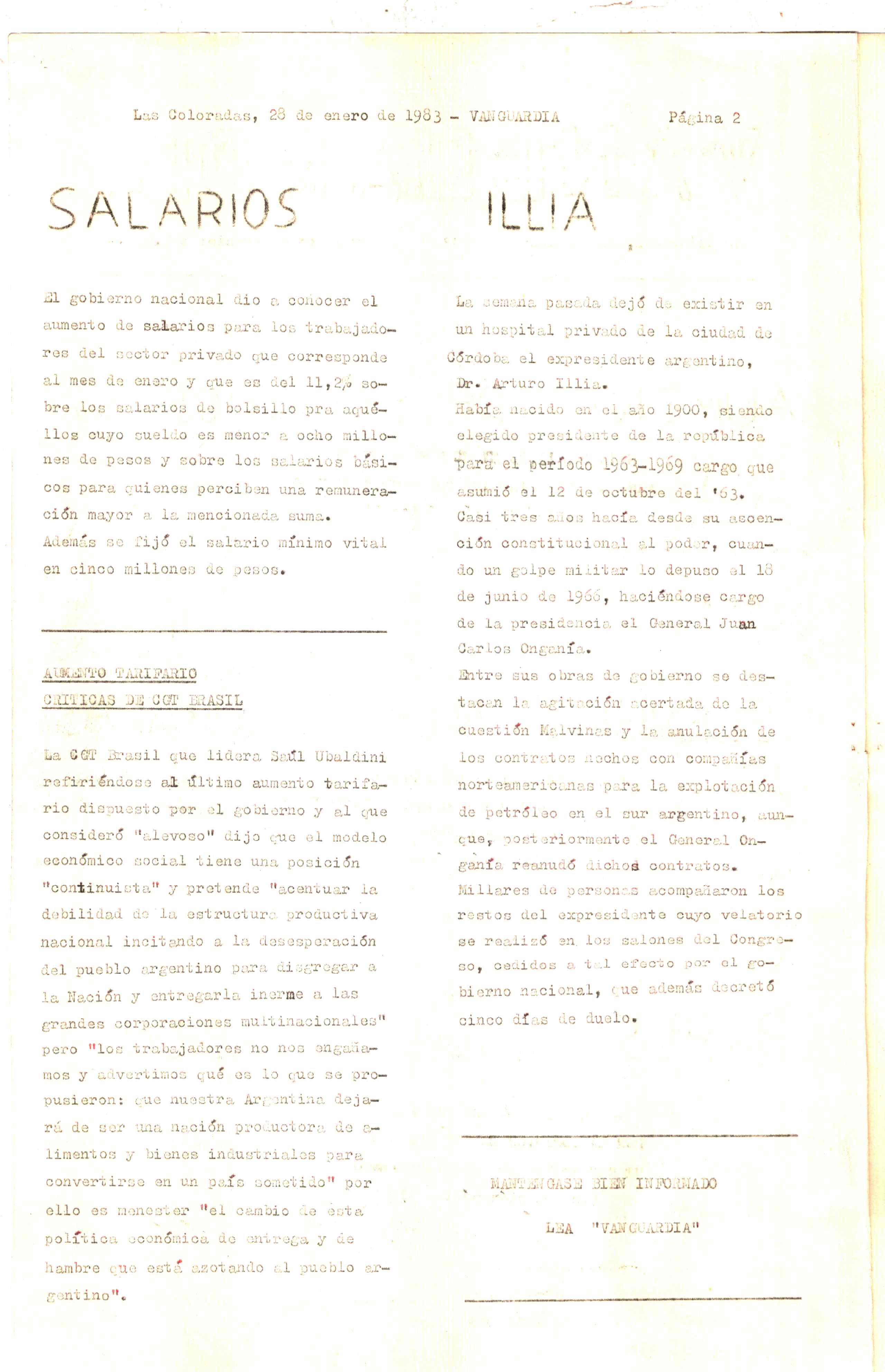 Vanguardia N° 8 – página 2